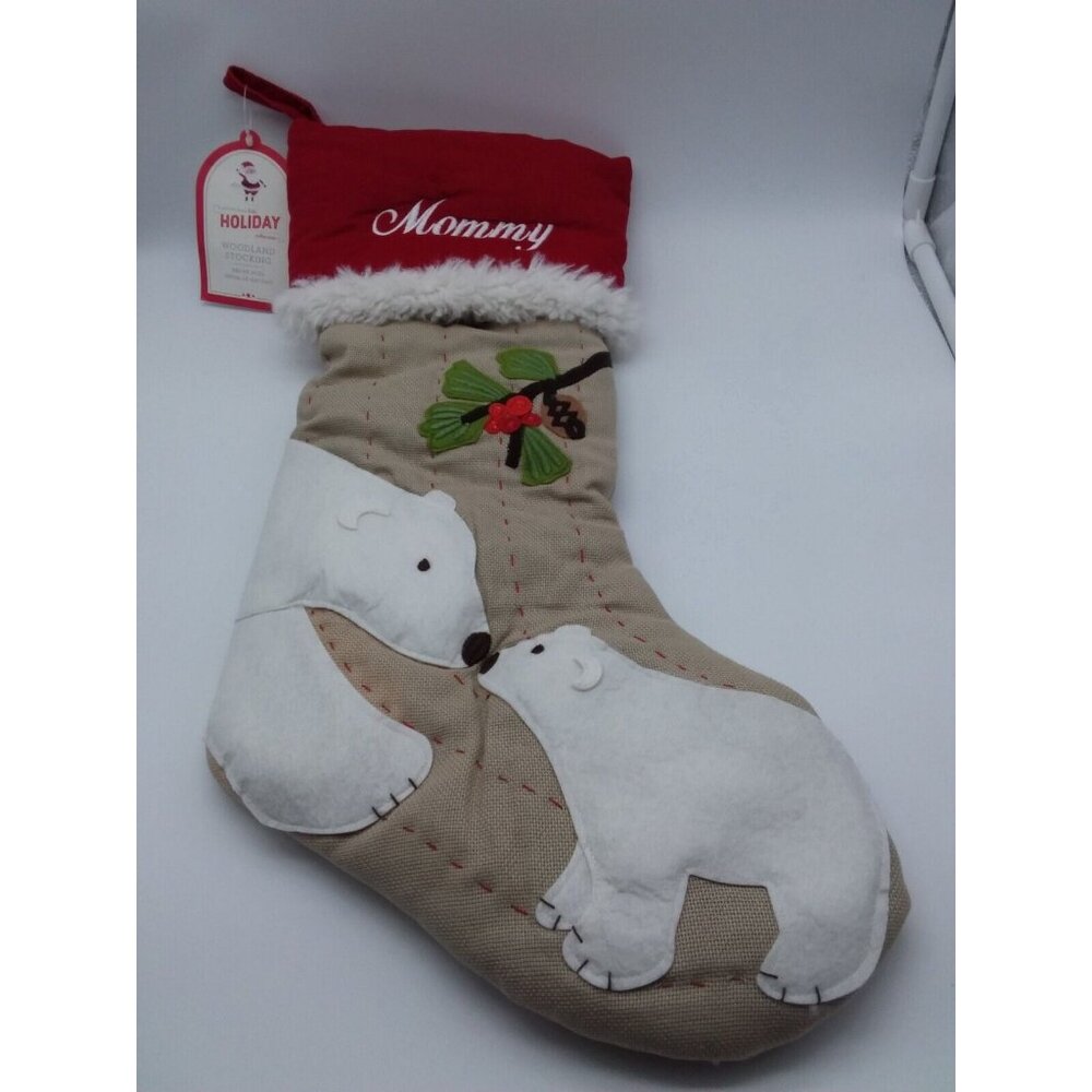 Pottery Barn Kids Mommy Woodland Christmas Stocking Polar Bears Holiday Xmas